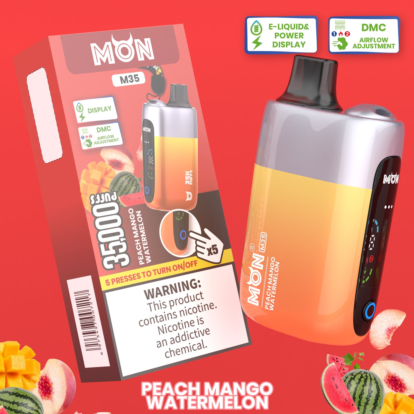 Monvaper M35 Disposable Vape – 35,000 Puffs | Rechargeable & Adjustable