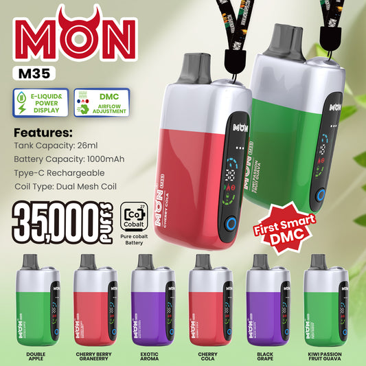 Monvaper M35 Disposable Vape – 35,000 Puffs | Rechargeable & Adjustable