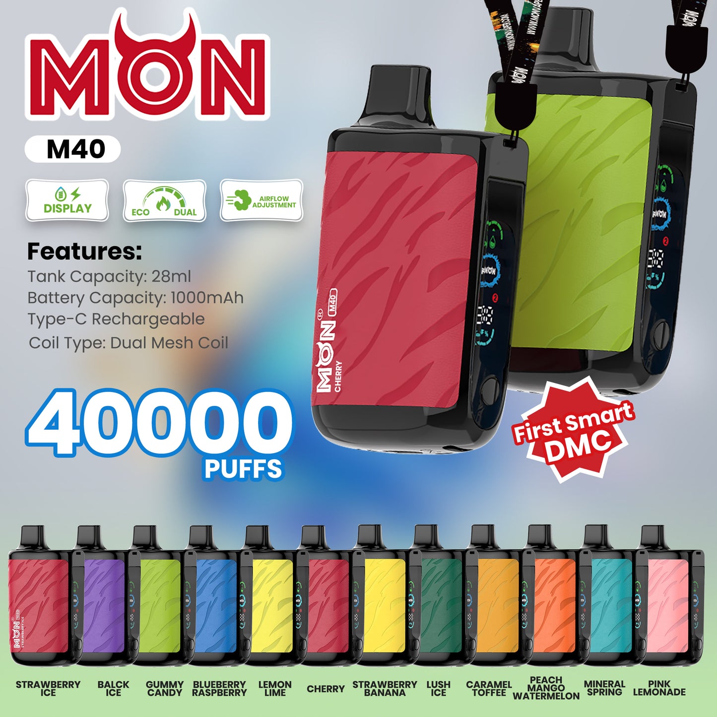 Monvaper M40 40,000 Puffs – Dual-Mode Disposable Vape | Long-Lasting & Customizable Experience