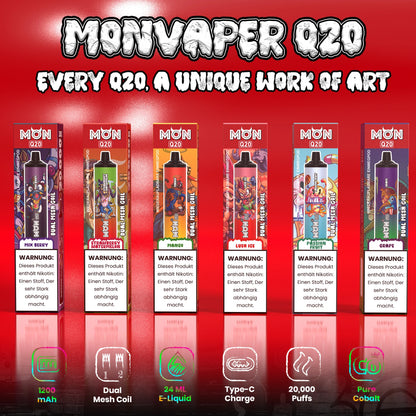 Monvaper Q20 20,000 Puffs – Big Puffs, Big Battery
