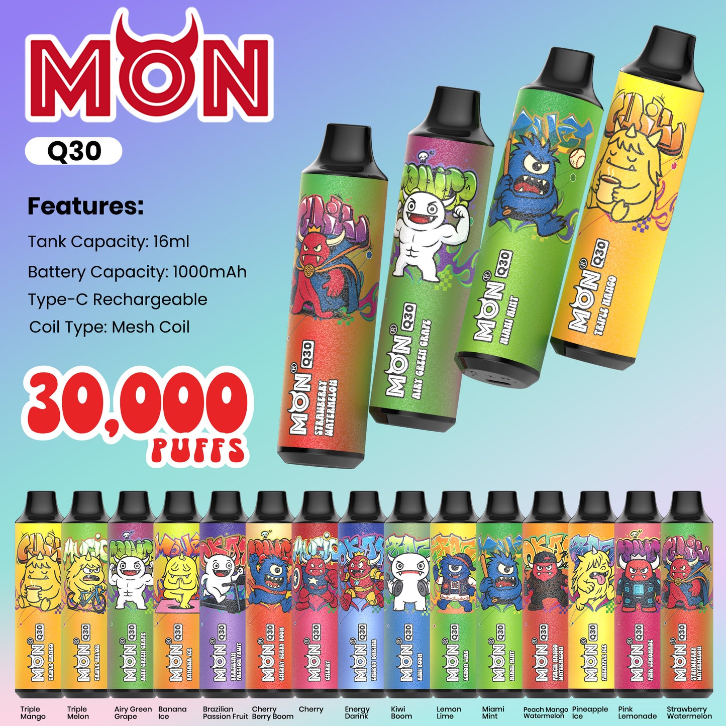 Monvaper Q30 Disposable Vape – Consistent Flavor, Every Puff